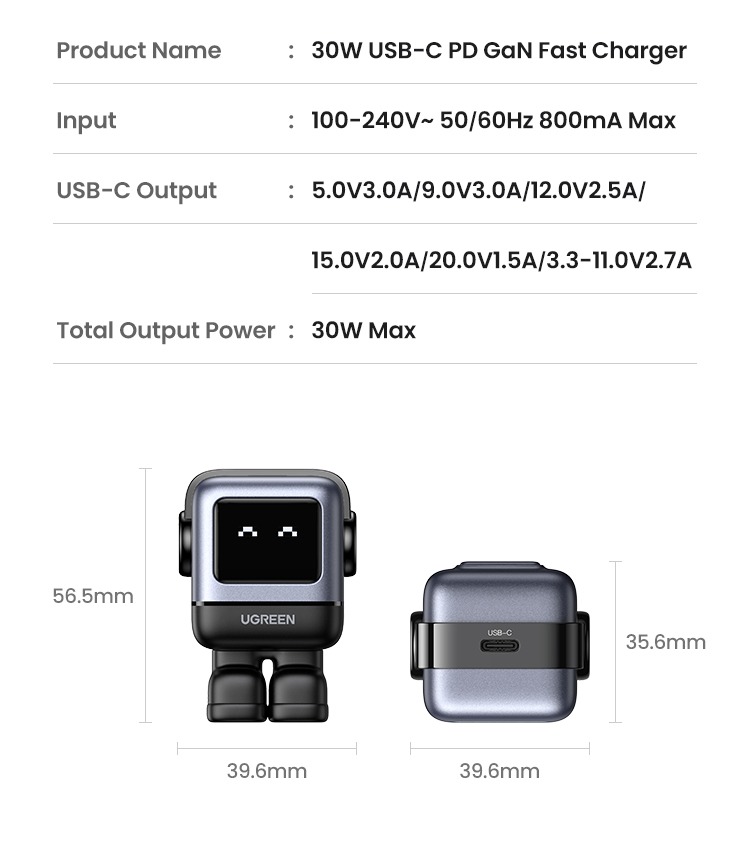 cu sac sieu nhanh ugreen cd359 nexode robot gan mini 30w led man hinh cong nghe pd3 0 qc4 0 pps img 65f16f9bb442d