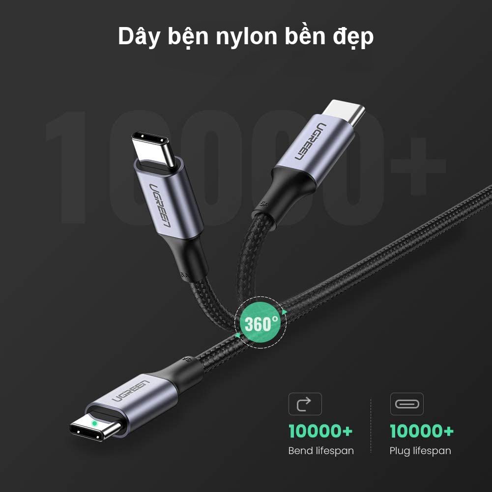 Cáp sạc nhanh Type C PD100W UGREEN US316 - Sạc nhanh cho Macbook Air / Macbook Pro / iPad Pro 2020 / Samsung / Xiaomi / PD Laptop