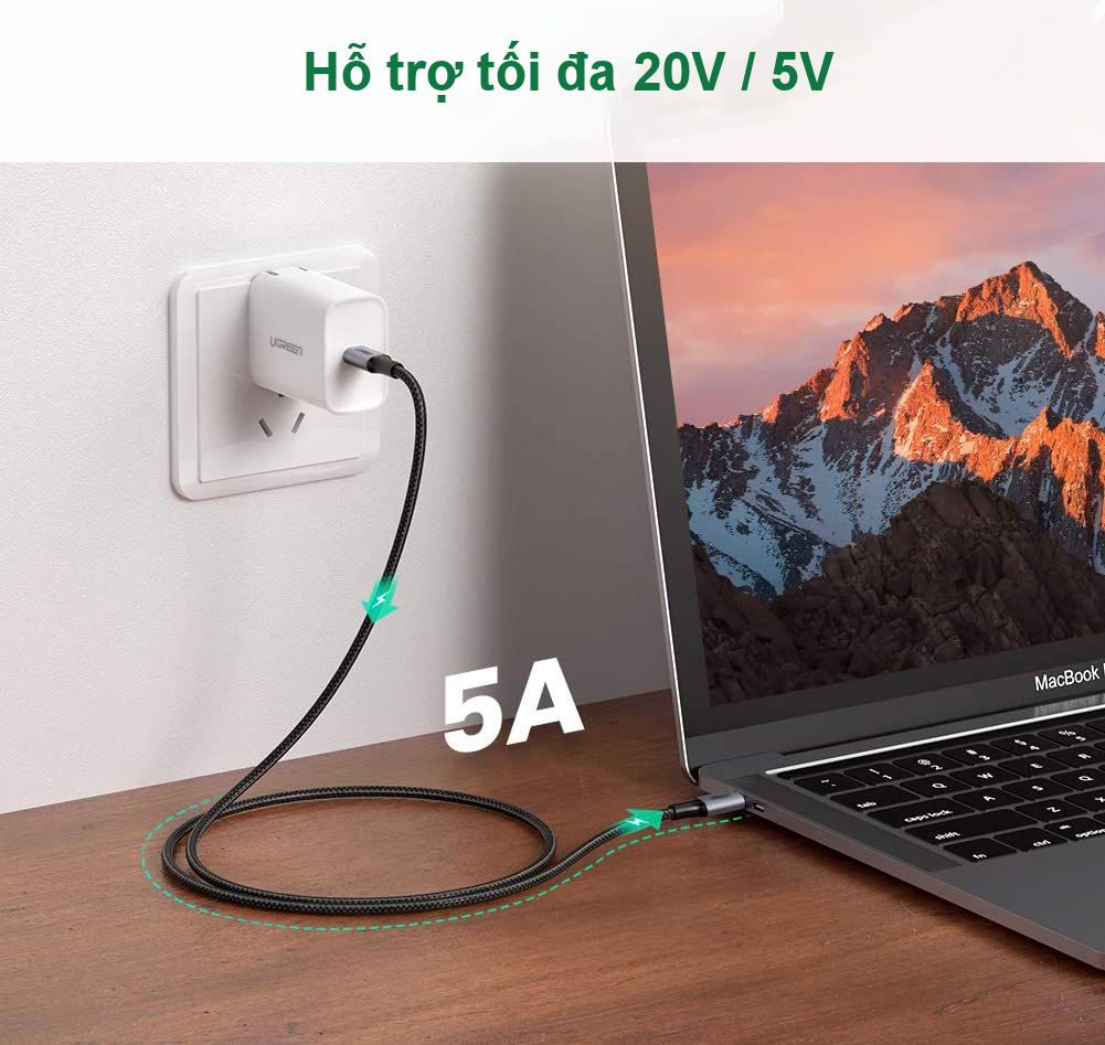 Cáp sạc nhanh Type C PD100W UGREEN US316 - Sạc nhanh cho Macbook Air / Macbook Pro / iPad Pro 2020 / Samsung / Xiaomi / PD Laptop